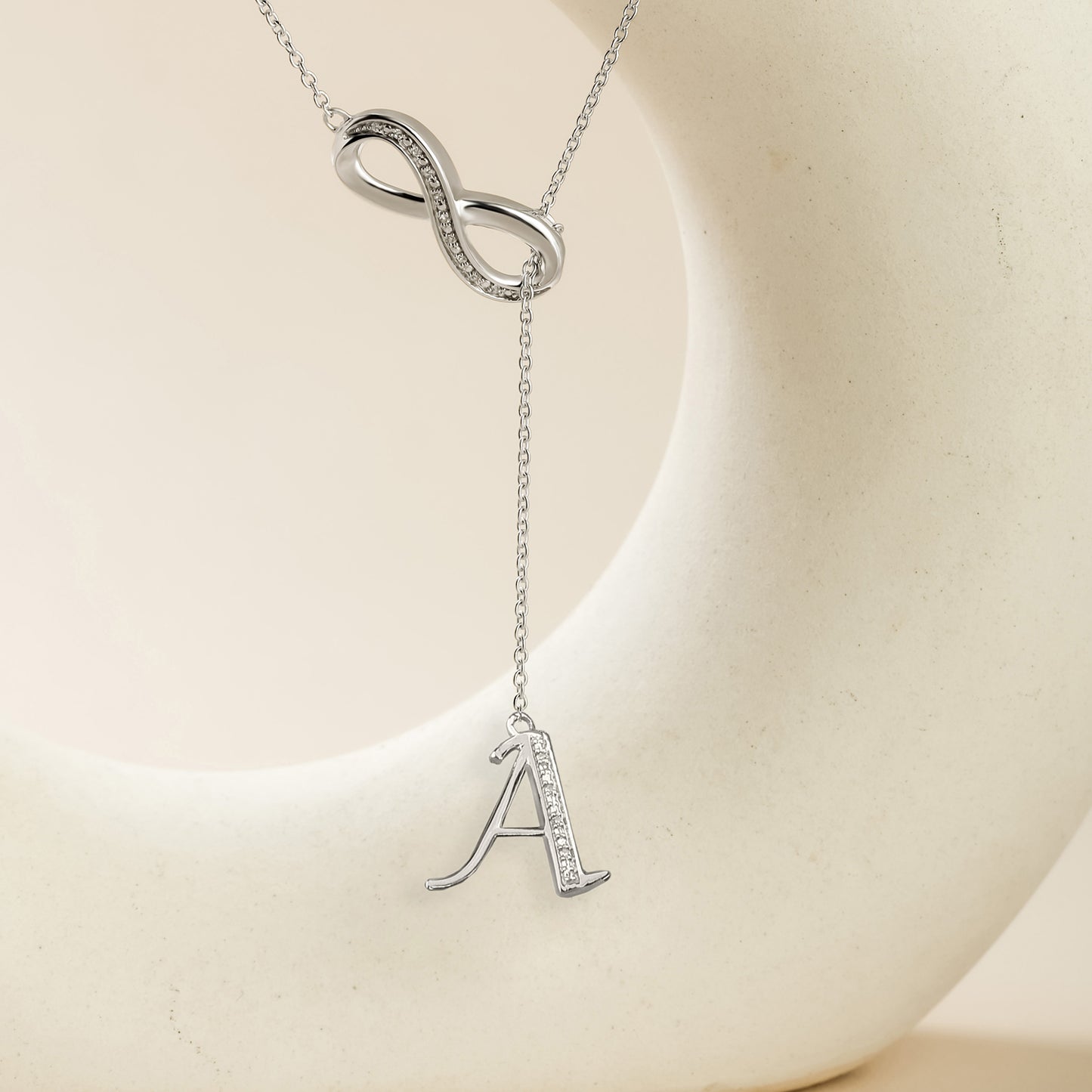 Initial Lariat Necklace - A