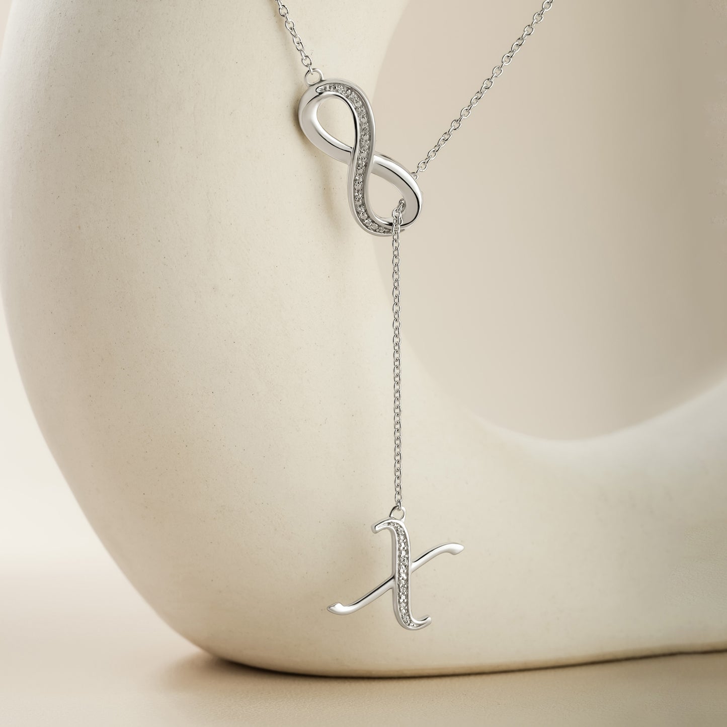 Initial Lariat Necklace - X