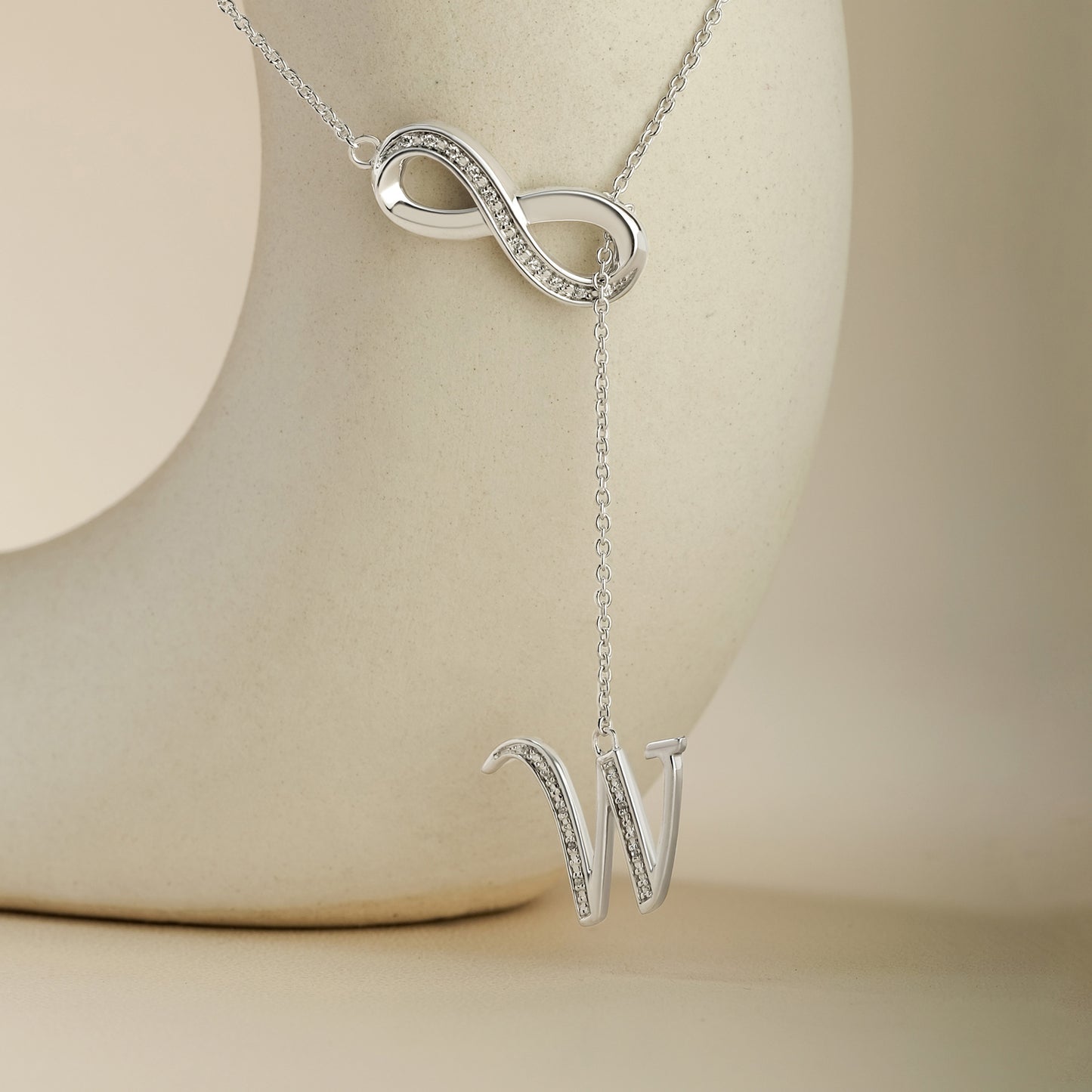 Initial Lariat Necklace - W