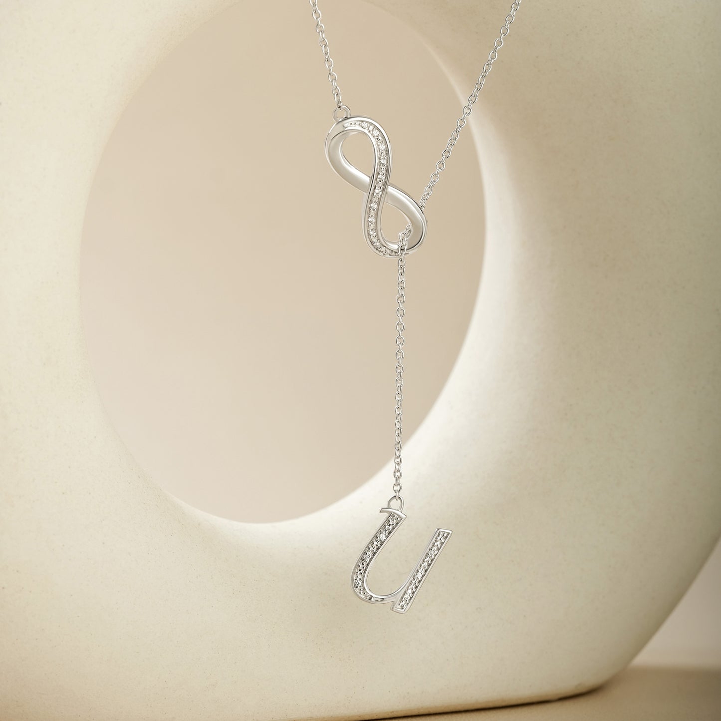 Initial Lariat Necklace - U