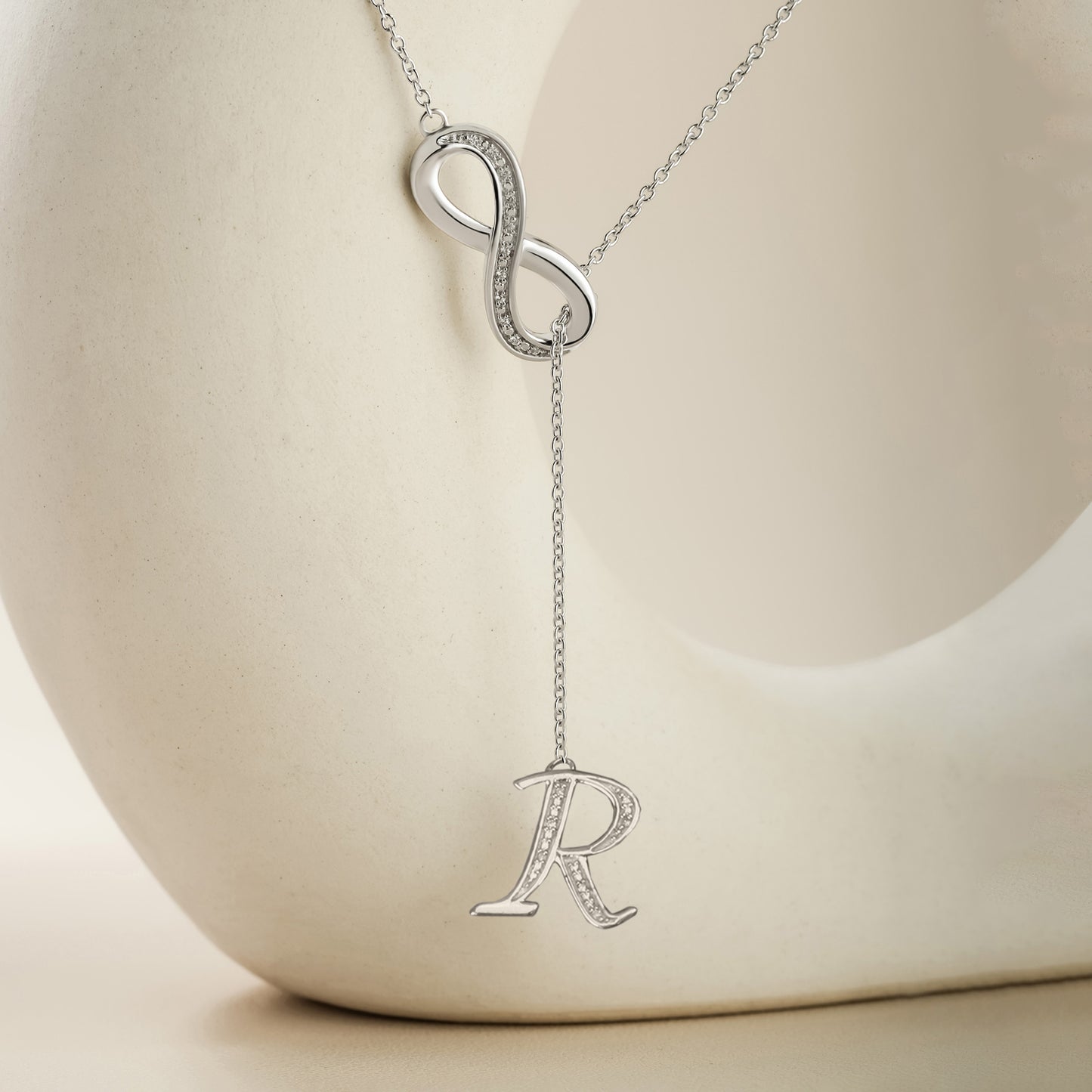 Initial Lariat Necklace - R