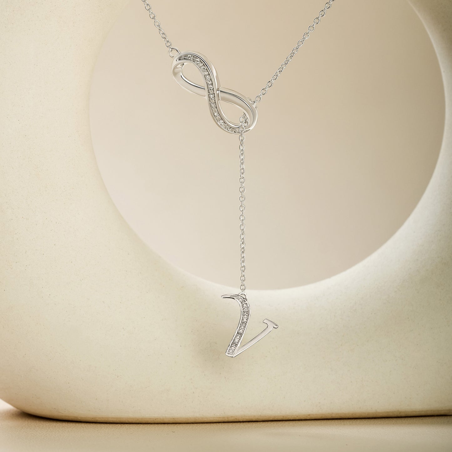 Initial Lariat Necklace - V