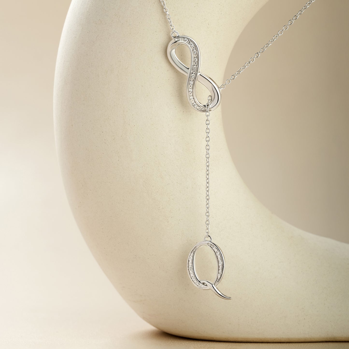 Initial Lariat Necklace - Q