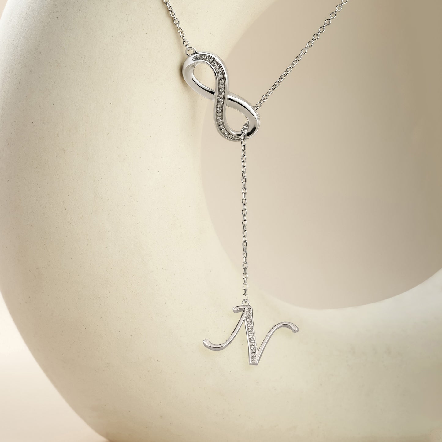 Initial Lariat Necklace - N