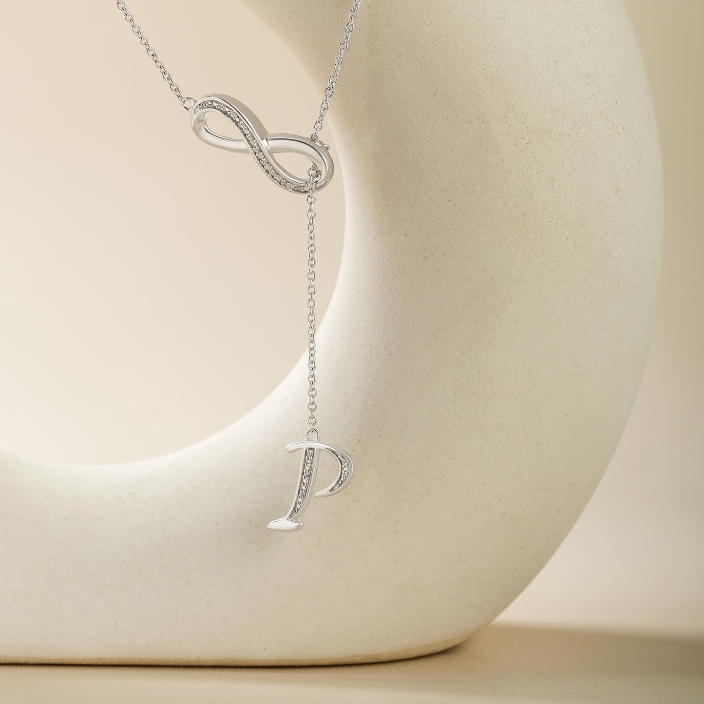 Initial Lariat Necklace - P