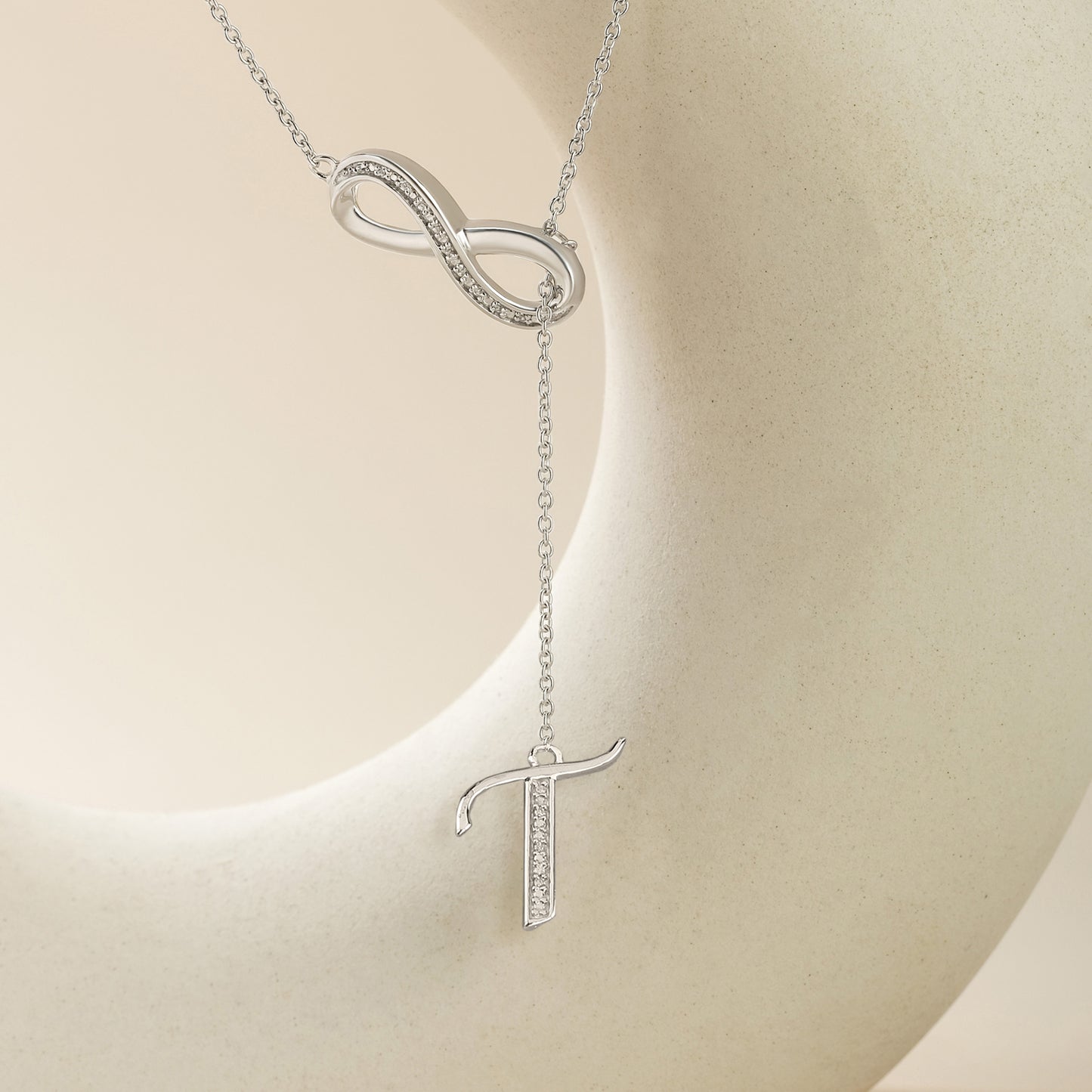 Initial Lariat Necklace - T
