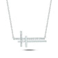 Diamond Horizontal Double Cross Pendant Necklace