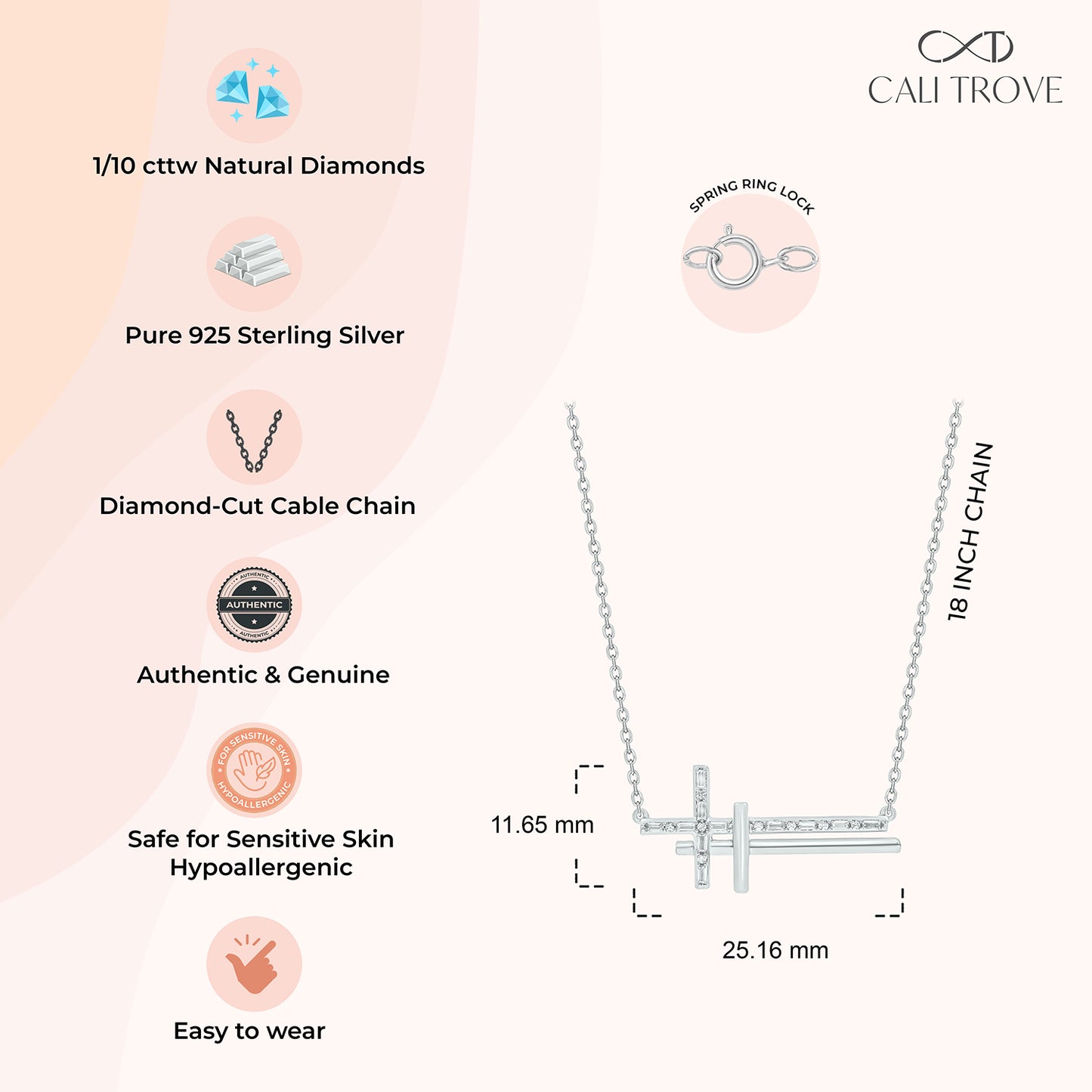 Diamond Horizontal Double Cross Pendant Necklace