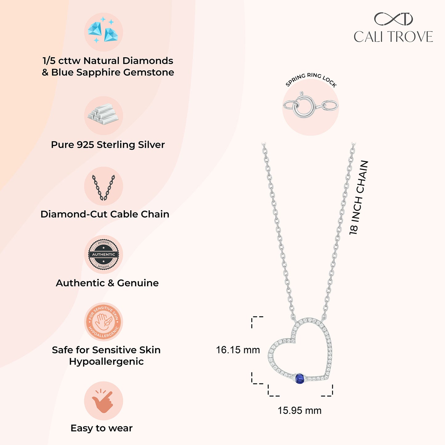 Gemstone heart necklace