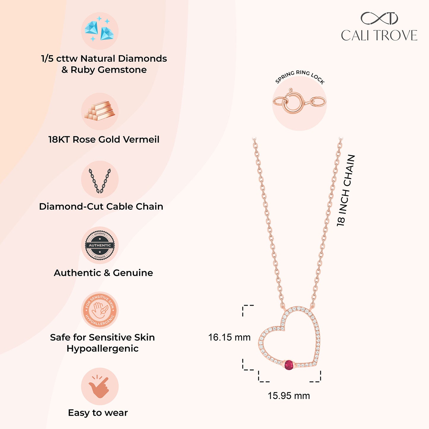 Gemstone heart necklace