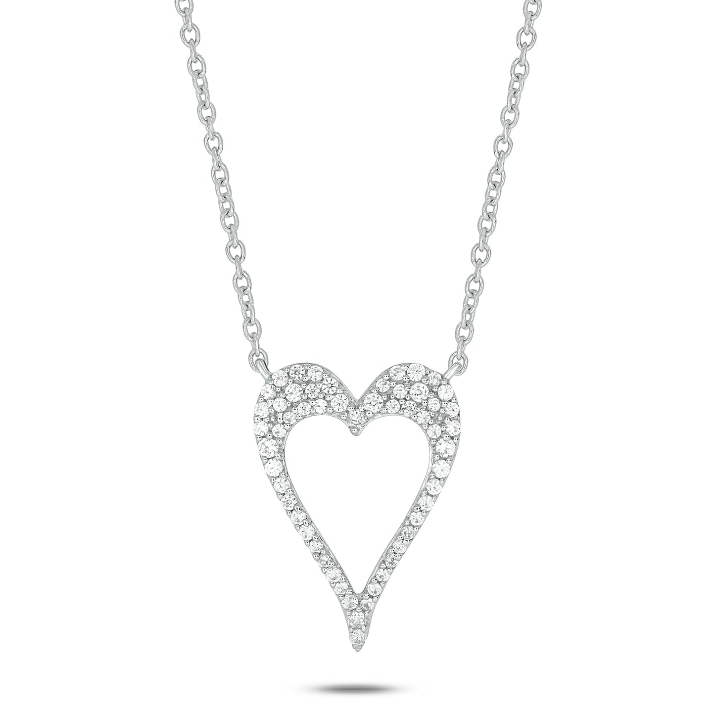 Dainty Beautiful Unique Heart Diamond Necklace in 925 Sterling Silver