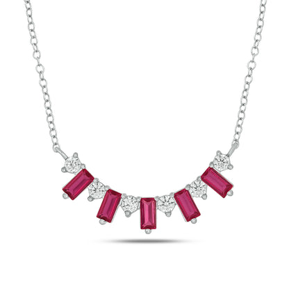 Gorgeous Ruby & Diamond Necklace in 925 Sterling Silver