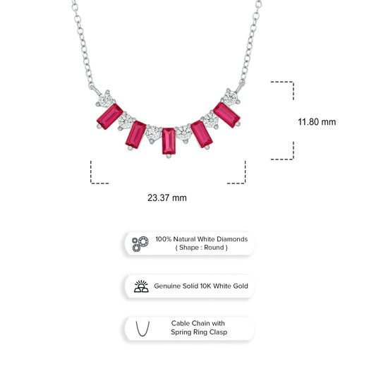 Gorgeous Ruby & Diamond Necklace in 925 Sterling Silver