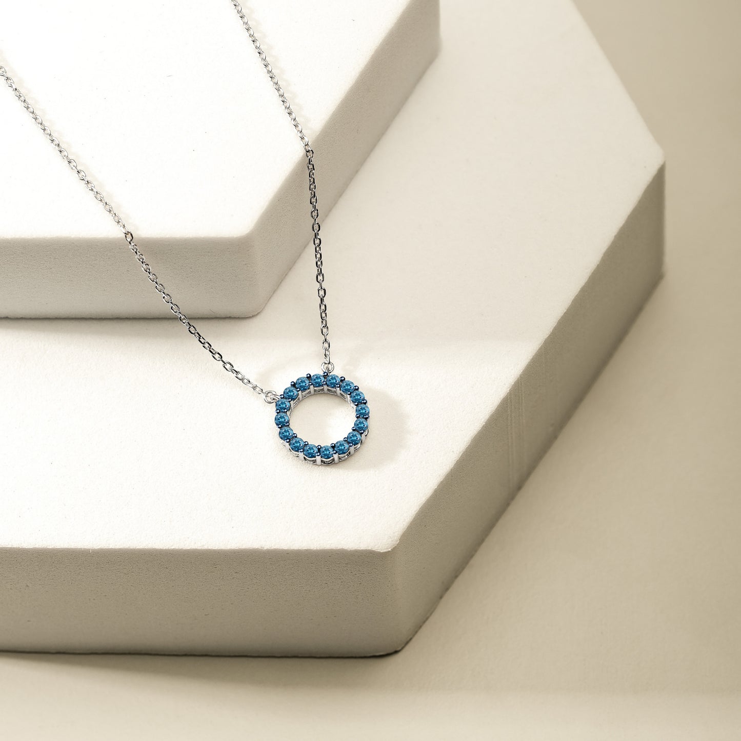 Blue diamond Circle Pendant