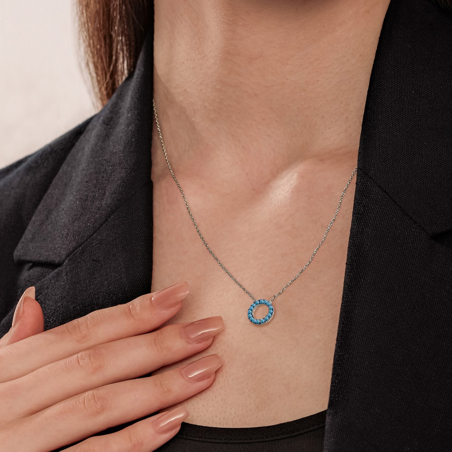 Blue diamond Circle Pendant