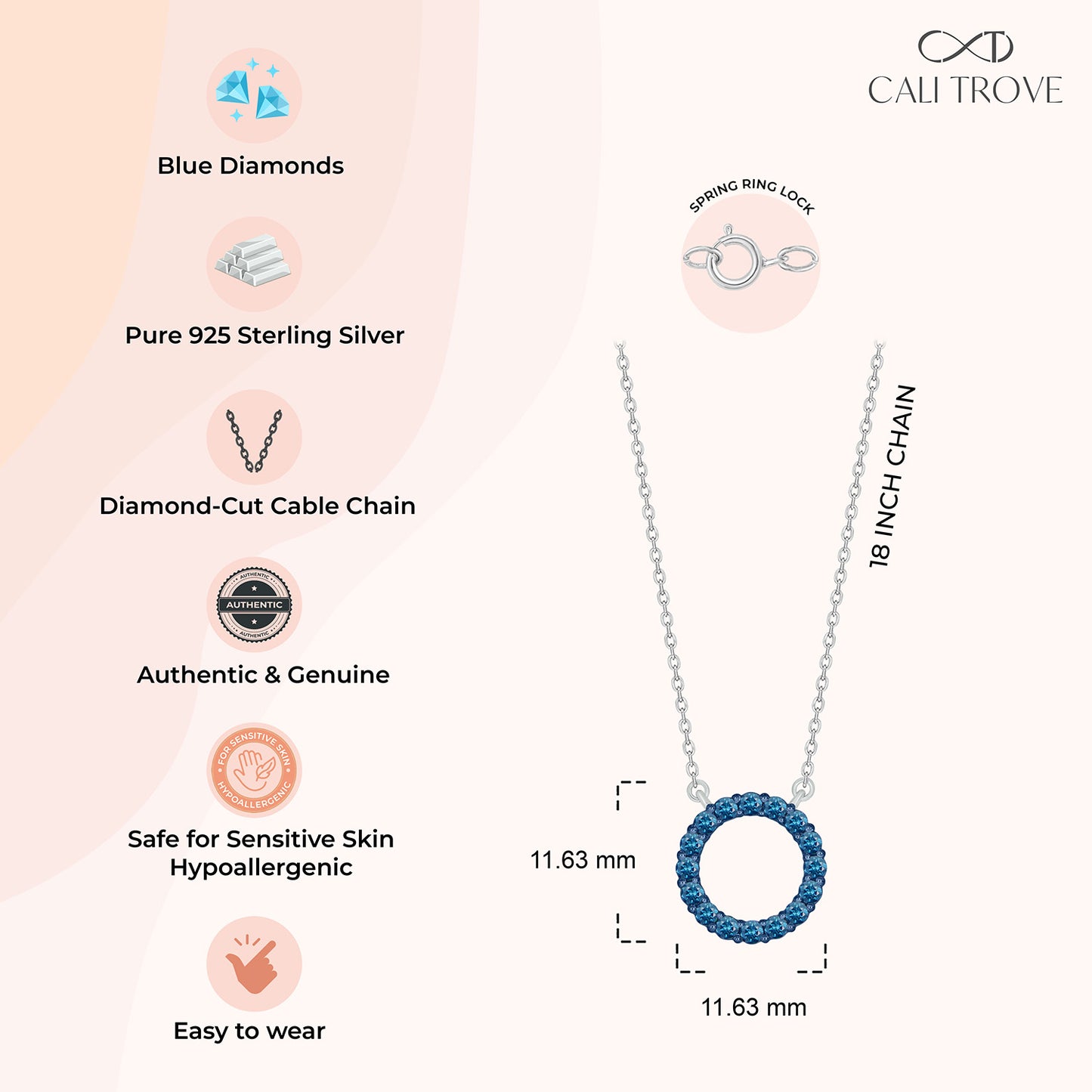 Blue diamond Circle Pendant