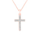 Diamond Studded Cross Pendant Necklace in 925 Sterling Silver