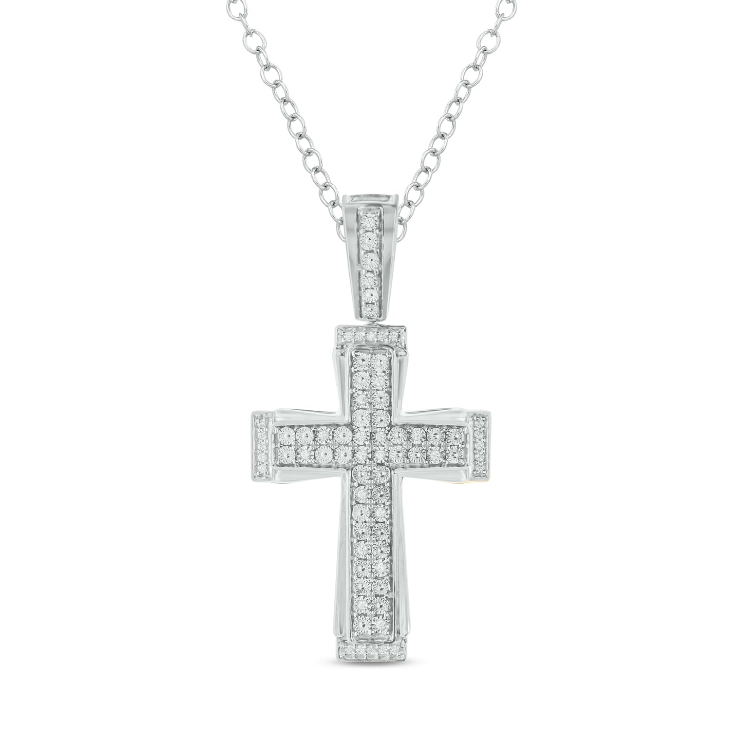Dazzling Diamond Cross Pendant in 925 Sterling Silver