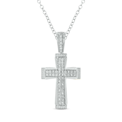 Dazzling Diamond Cross Pendant in 925 Sterling Silver