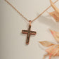 10KT Rose Gold Cross Pendant with Champagne Diamonds