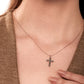 10KT Rose Gold Cross Pendant with Champagne Diamonds