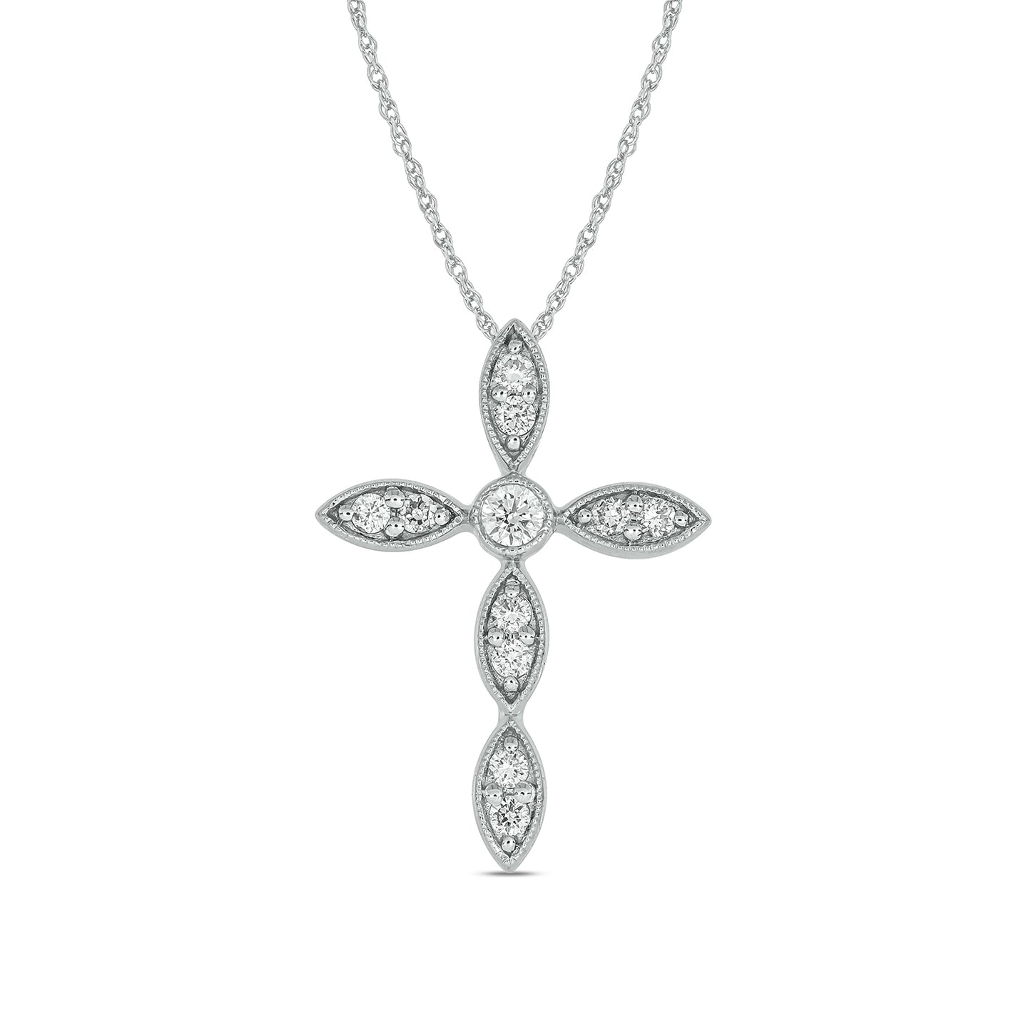 Divine Cross Pendant in Sterling Silver, natural Diamonds
