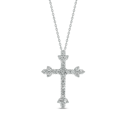Radiant Diamond Studded Cross Pendant in 925 Sterling Silver