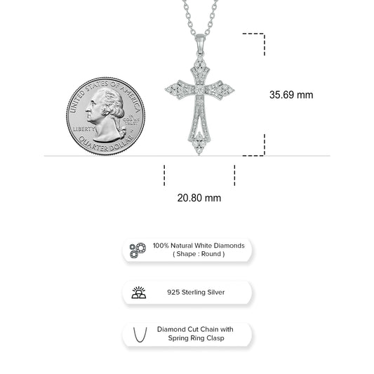 Precious Diamond Cross Pendant 925 Sterling Silver