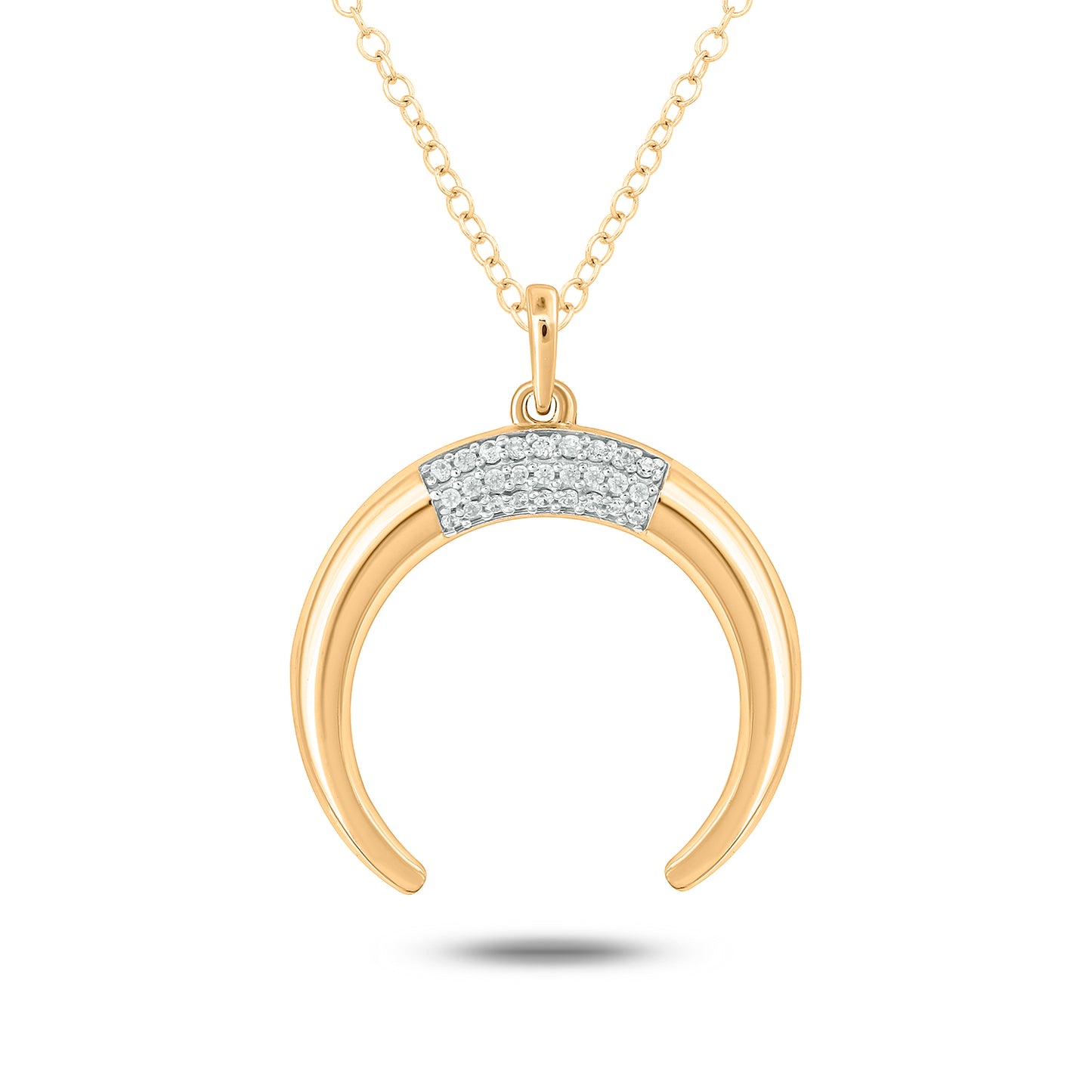 Crescent Moon Diamond Pendant Necklace in 925 Sterling Silver