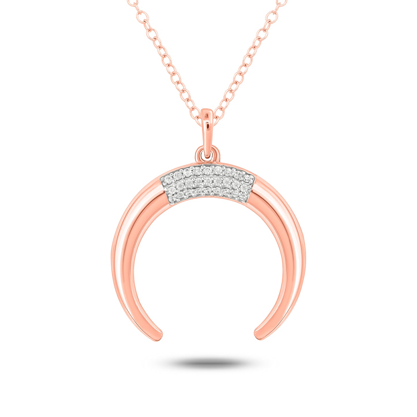 Crescent Moon Diamond Pendant Necklace in 925 Sterling Silver