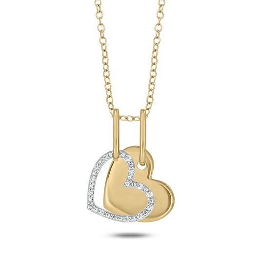 Gold Plated 2 in 1 Double Heart Pendants in 925 Sterling Silver