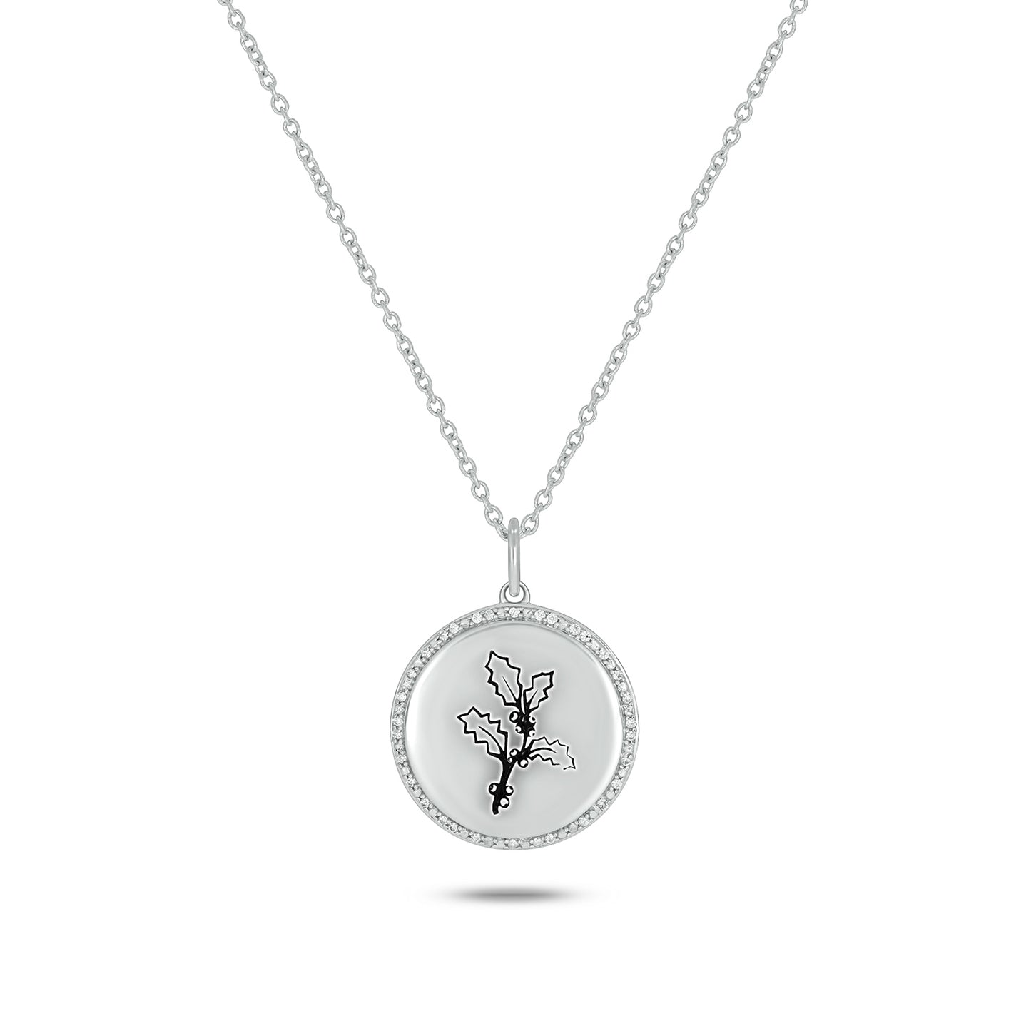 Bespoke Personalized Birth Flower Pendant In 925 Sterling Silver With Natural Diamonds