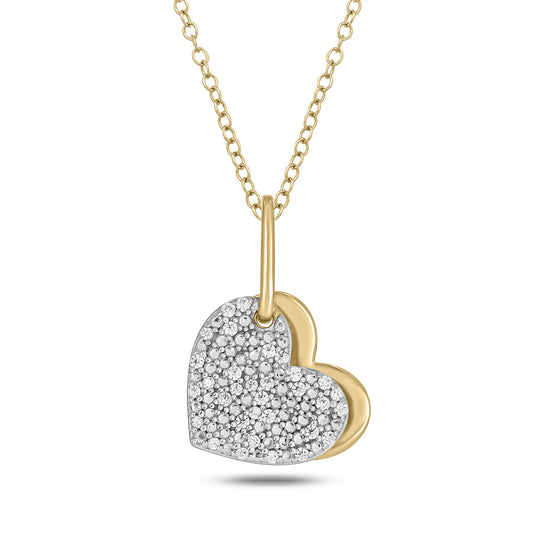 14K Gold Vermeil Double Heart Pendant Necklace