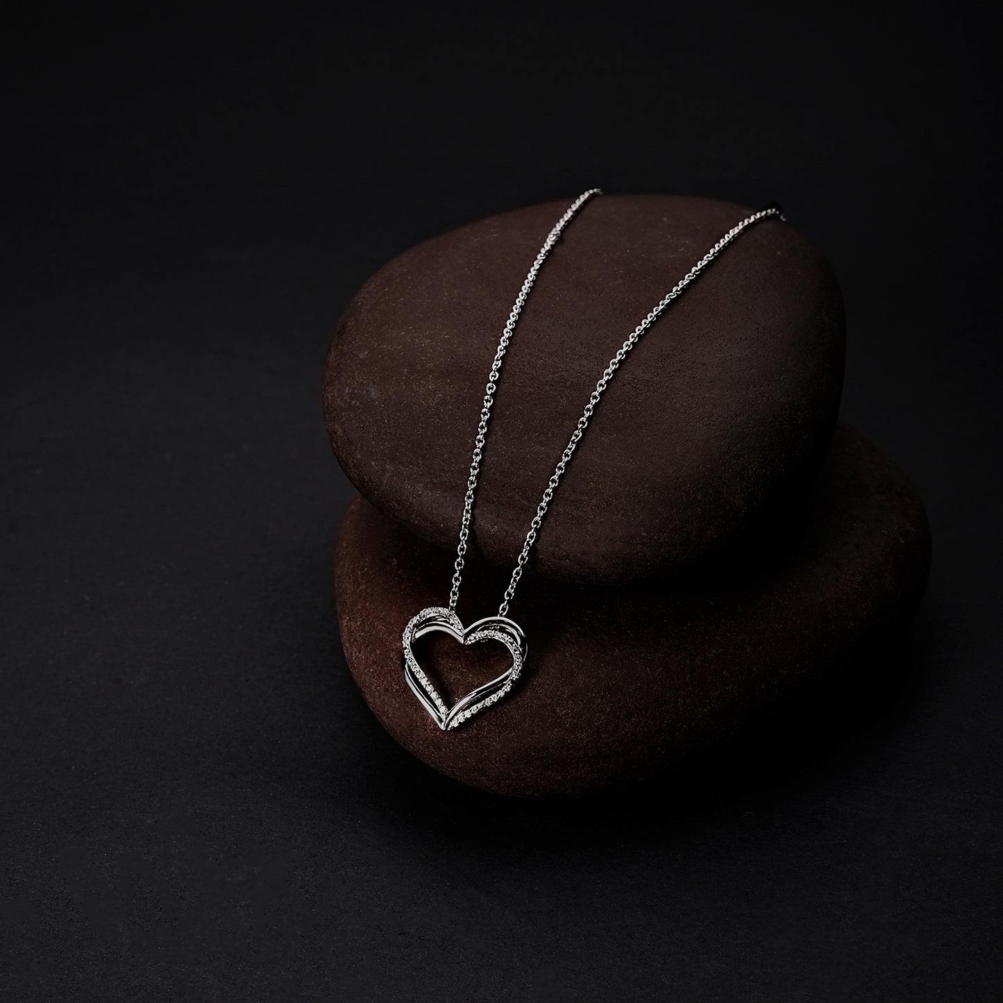 Double Heart Necklace in 925 Sterling Silver