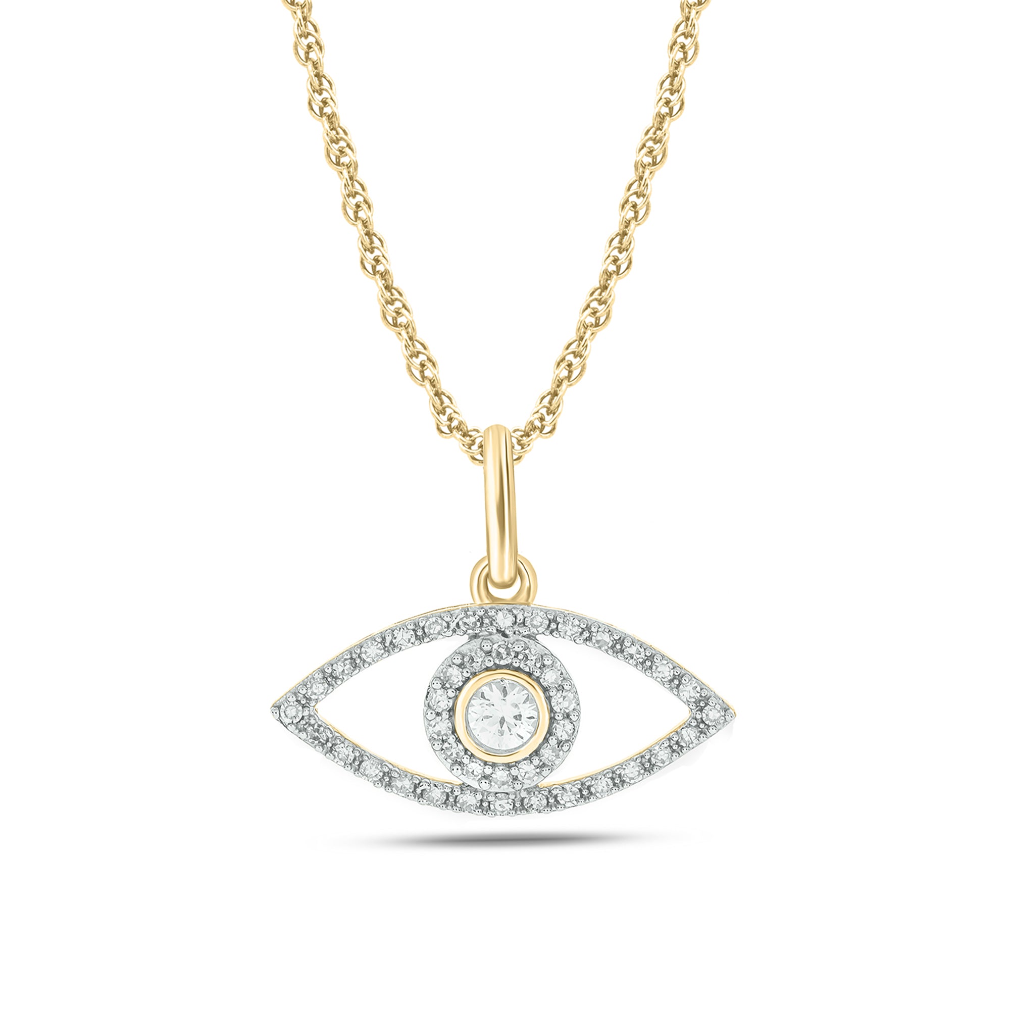 18kt yellow gold diamond Eye pendant necklace