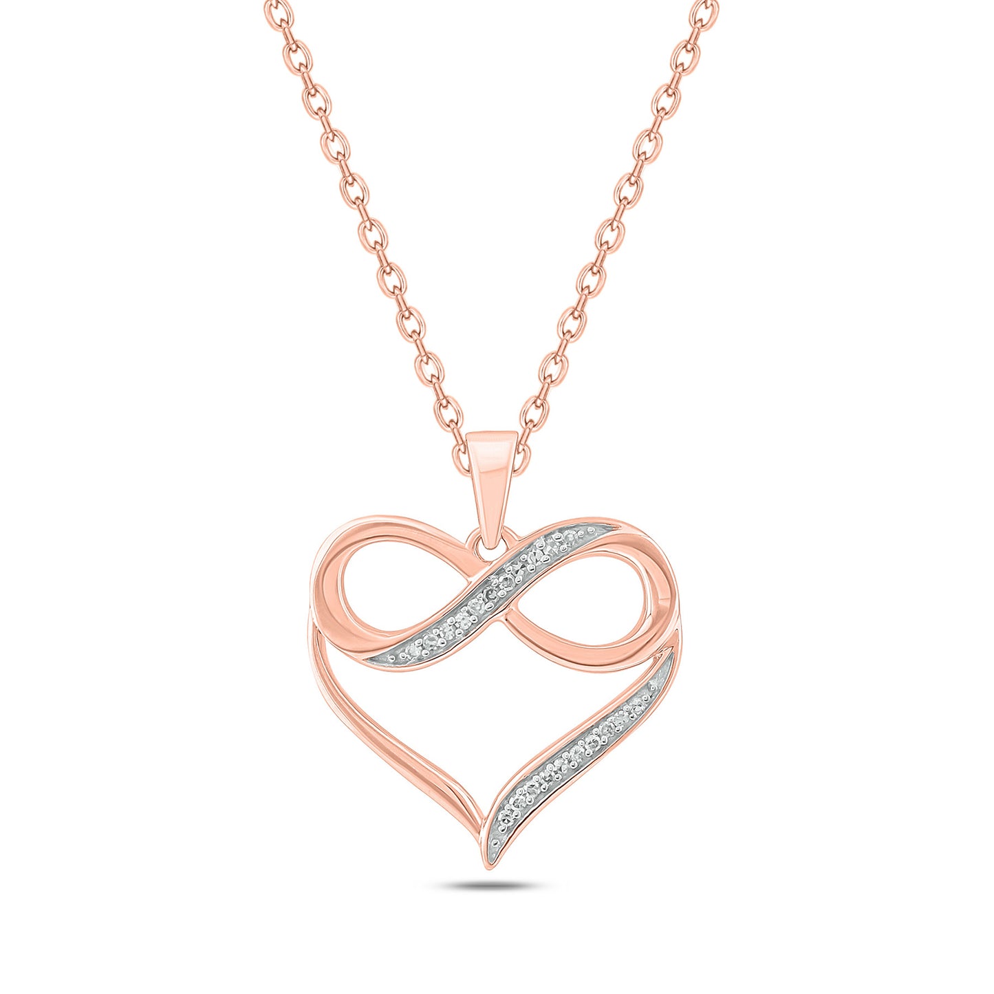 10K Gold Diamond Infinity Heart Pendant Necklace