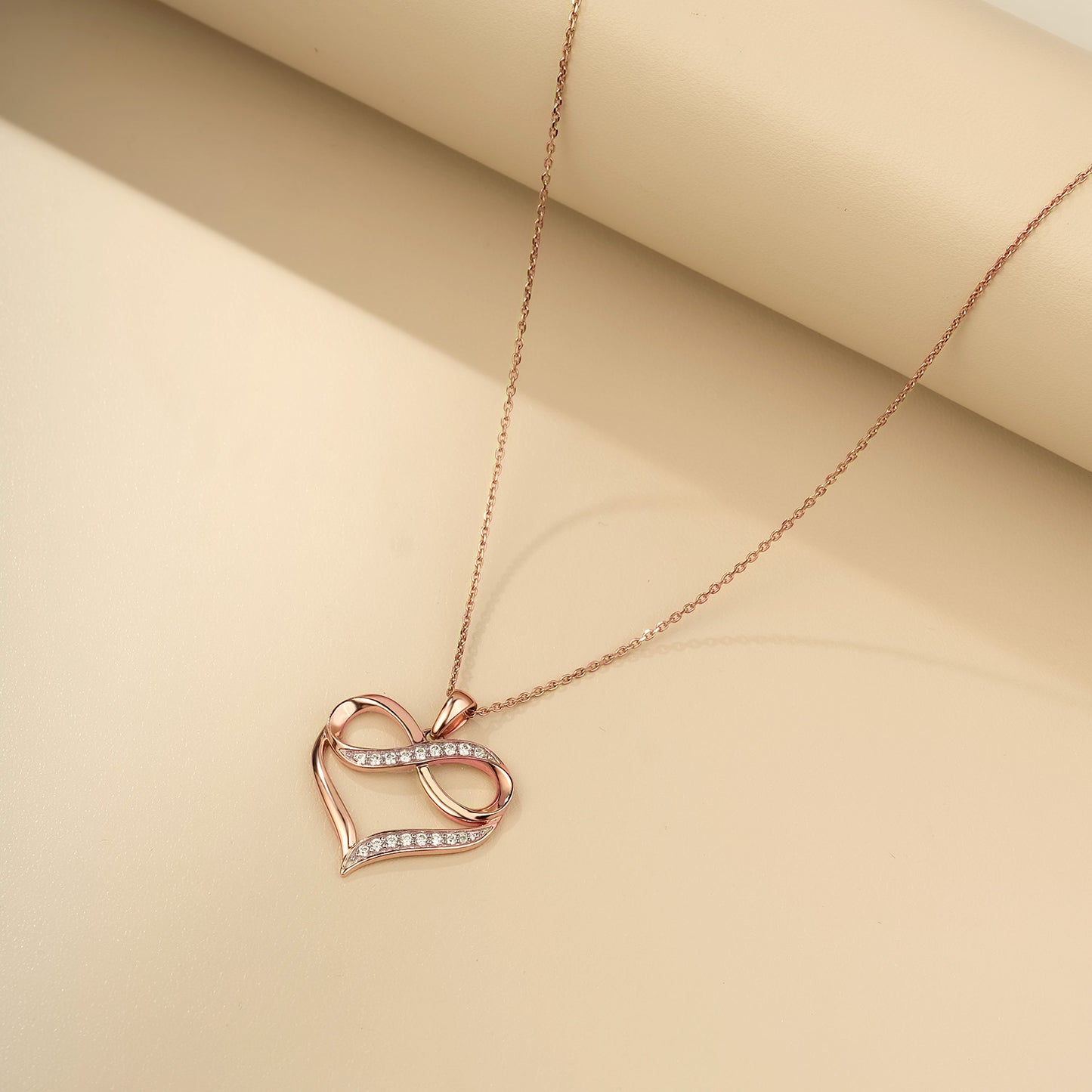 10K Gold Diamond Infinity Heart Pendant Necklace