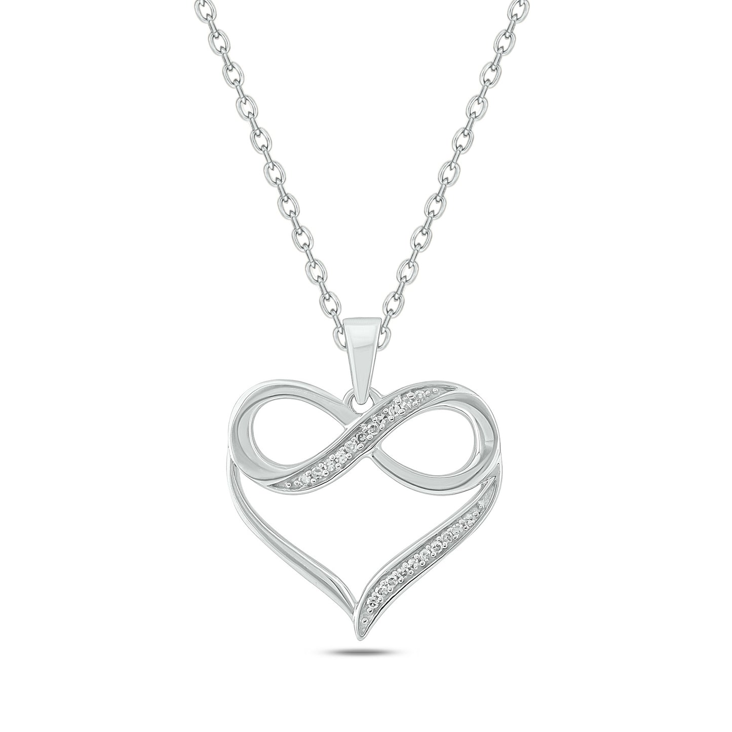 10K Gold Diamond Infinity Heart Pendant Necklace