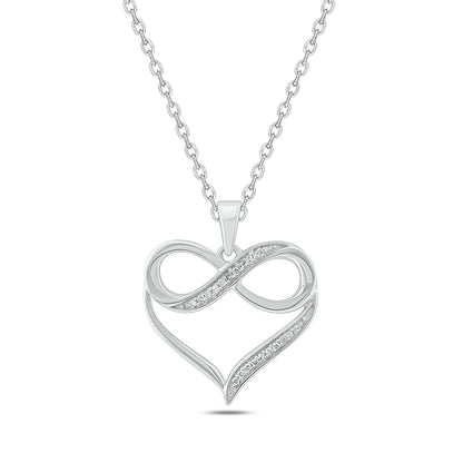 10K Gold Diamond Infinity Heart Pendant Necklace