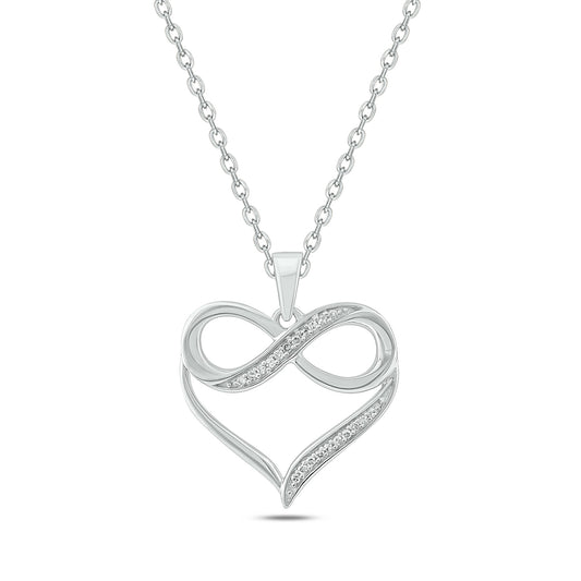10K Gold Diamond Infinity Heart Pendant Necklace