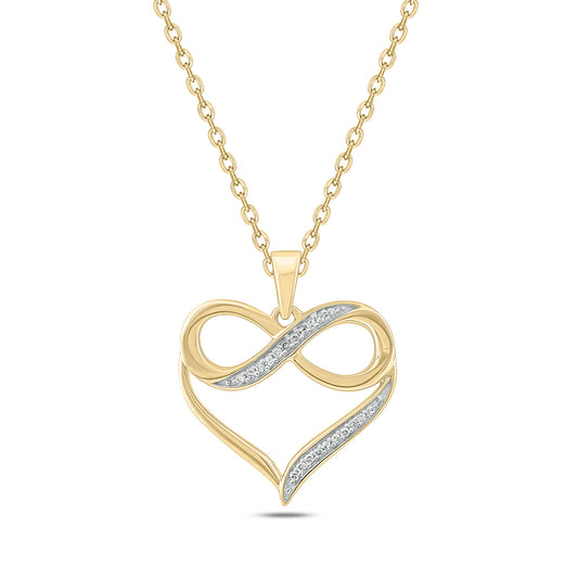 10K Gold Diamond Infinity Heart Pendant Necklace