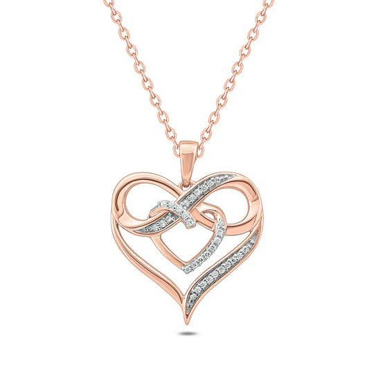 Double Heart Infinity Pendant Necklace in Rose Gold