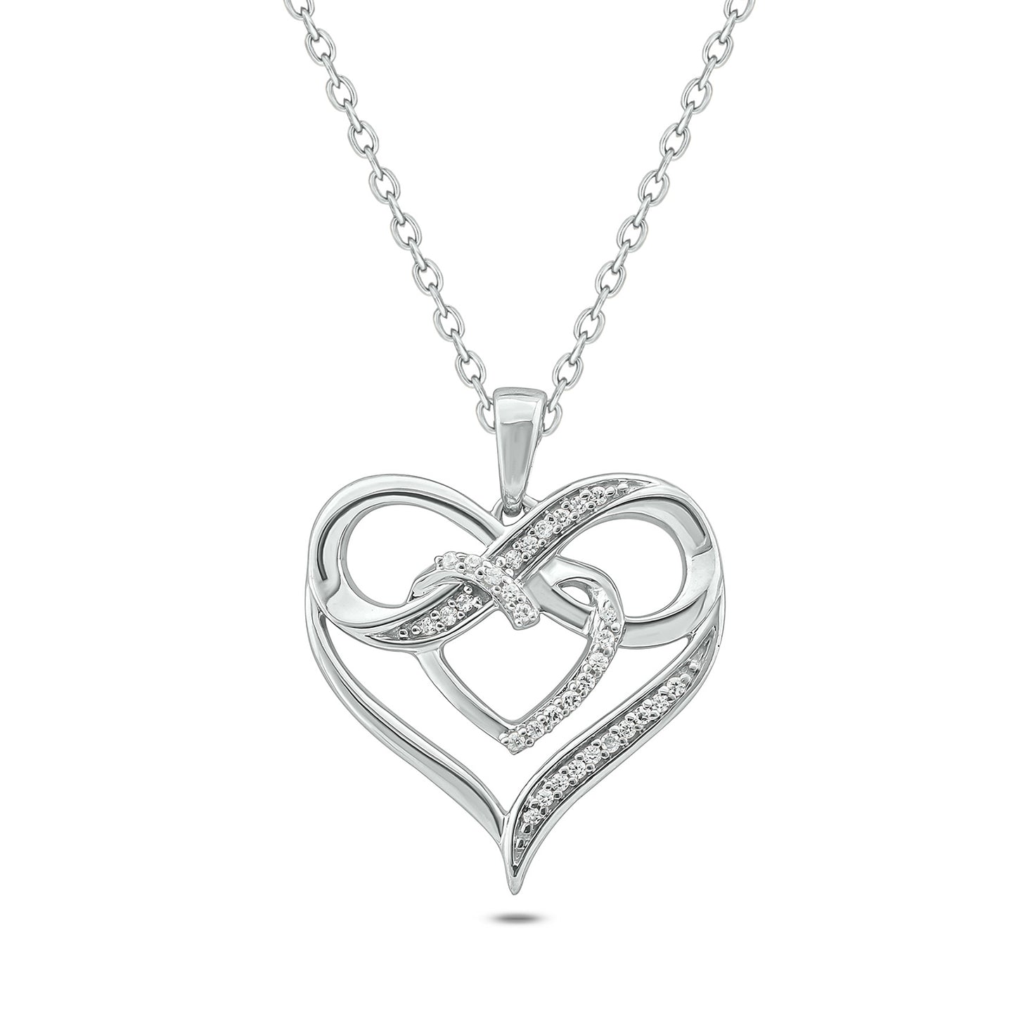 Double Heart Infinity Pendant Necklace