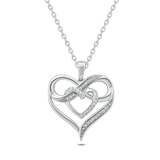 Double Heart Infinity Pendant Necklace in Sterling Silver