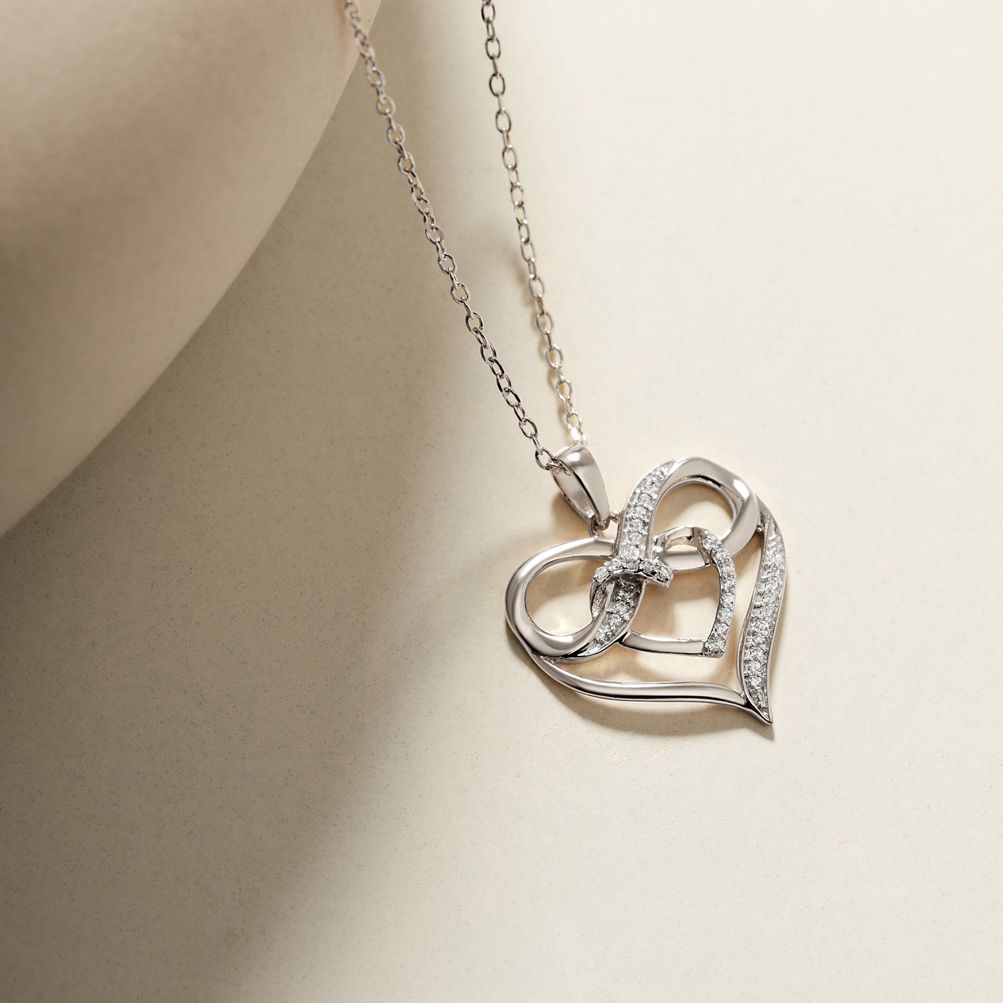 Double Heart Infinity Pendant Necklace
