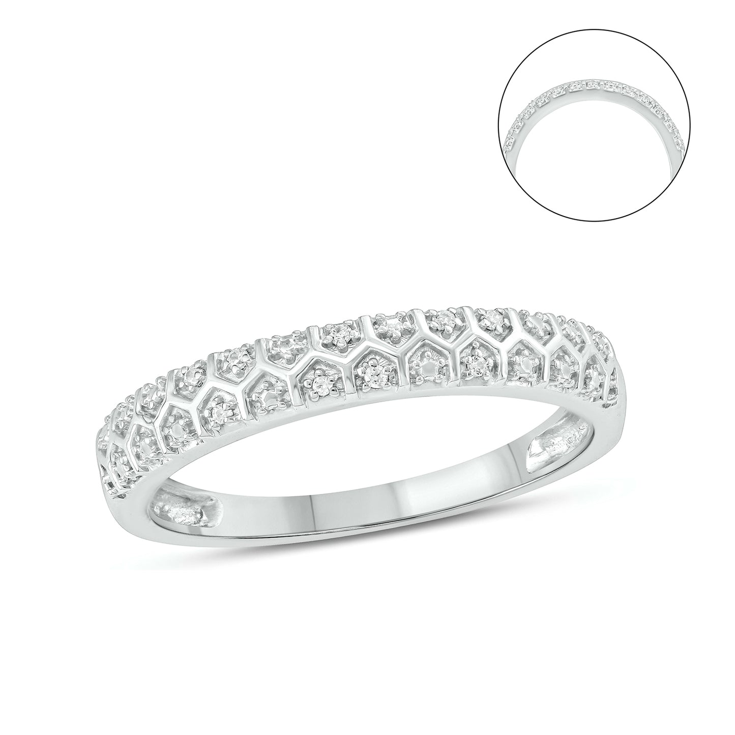 Honey Comb Anniversary Stackable Band in 925 Sterling Silver