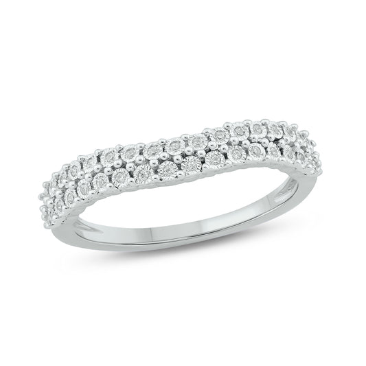 Double Row Contour Diamond Band in 925 Sterling Silver