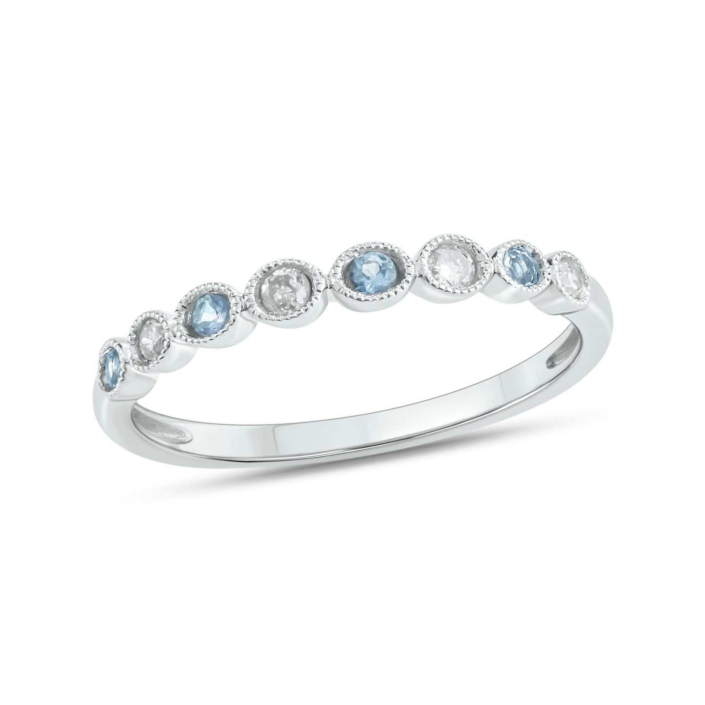 10KT Gold Chic Aquamarine & Diamond Anniversary Band