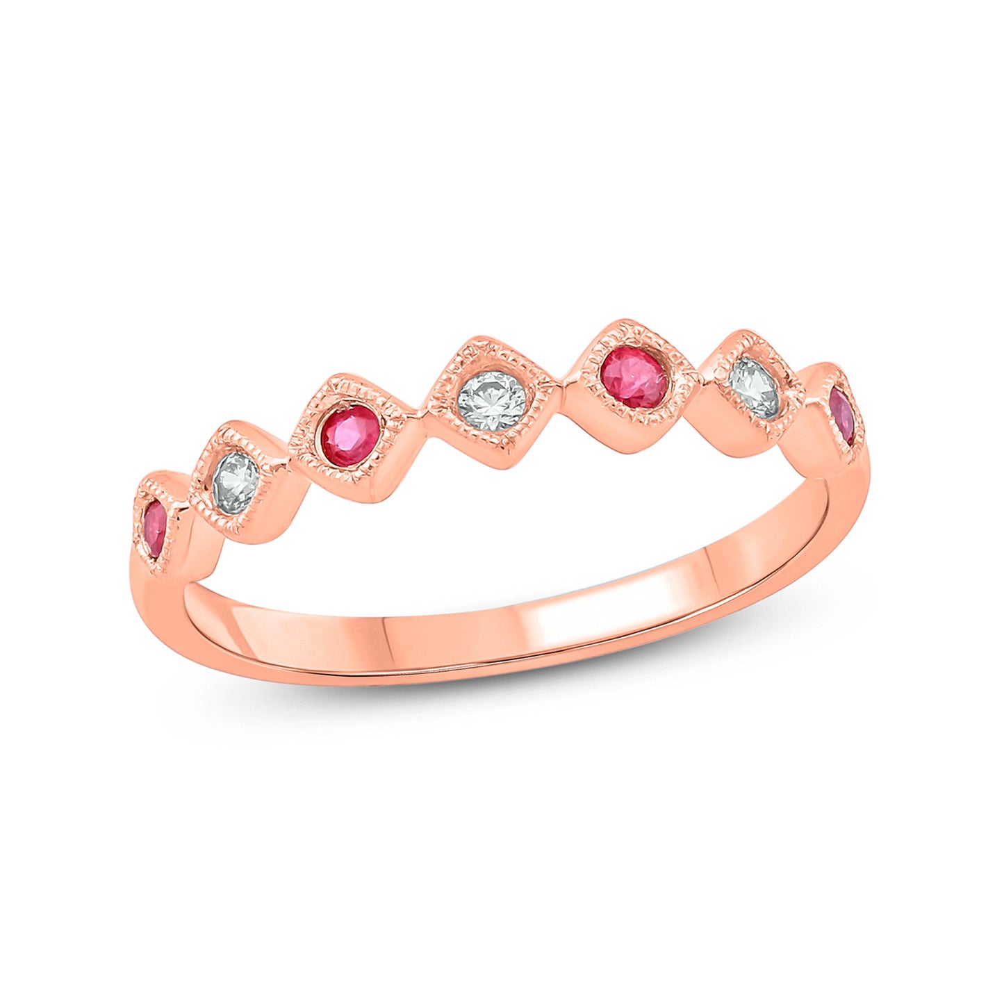 10KT Gold Chic Ruby & Diamond Anniversary Band