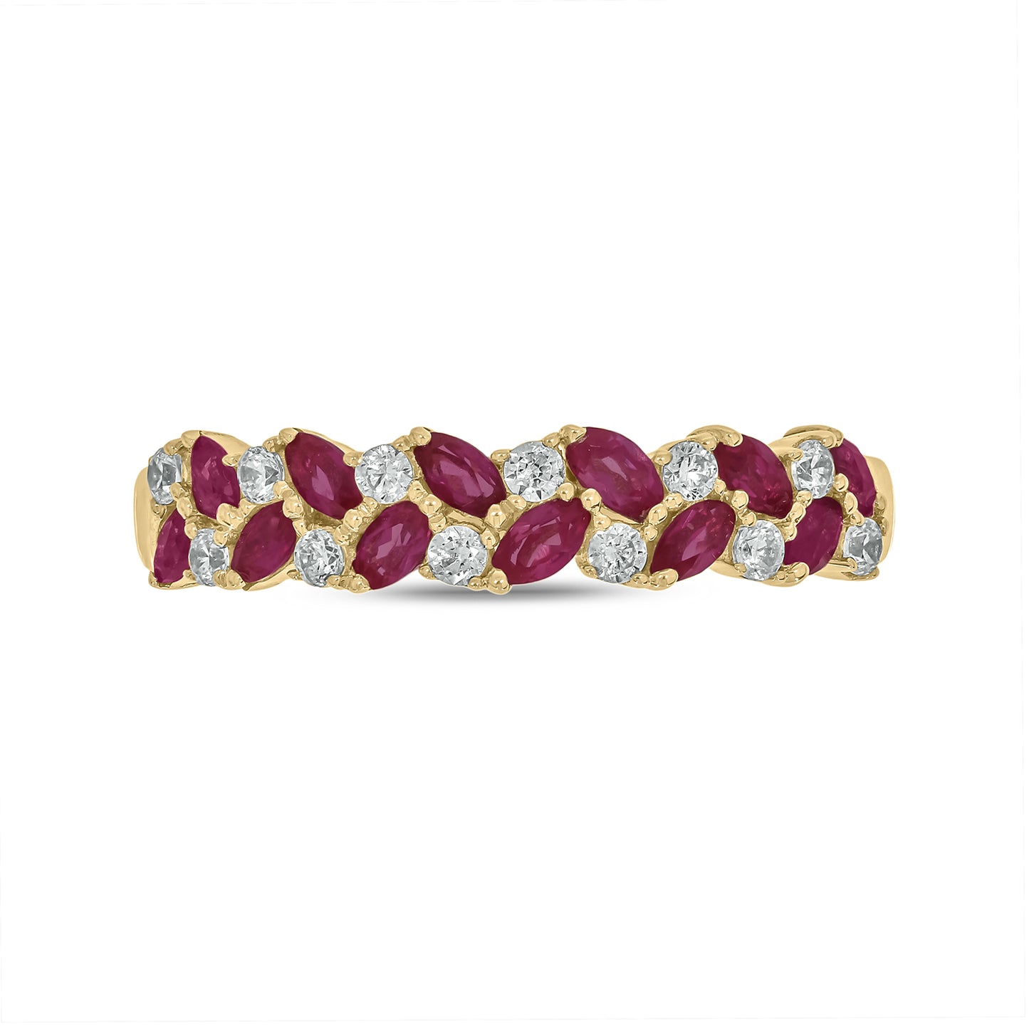 Ruby & Diamond Anniversary Band in 925 Sterling Silver